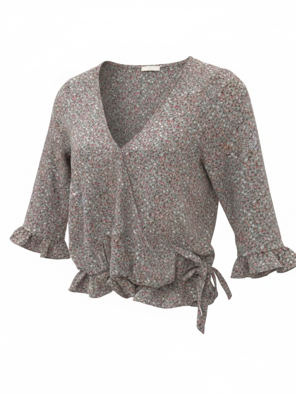 Sienna Sky Floral V-Neck Tie-Side Blouse - Green